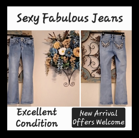 Sexy Fabulous Jeans Elegant Light Blue Flare Jeans. Excellent Condition Size 3 - Picture 1 of 10